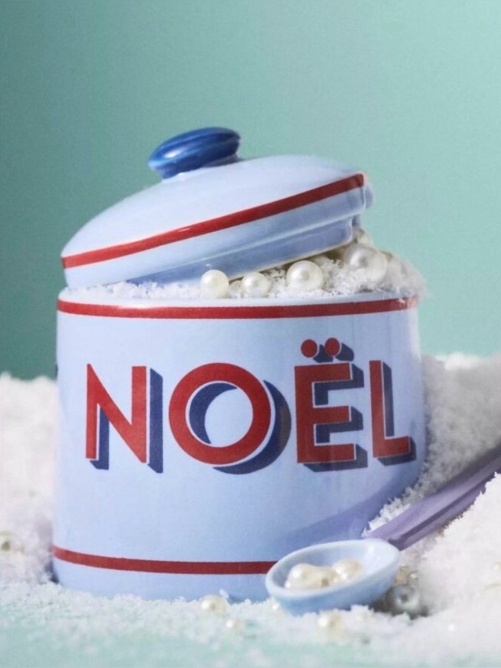 Anthropologie NWT Après Ski Handpainted Stoneware Sugar Pot NIB